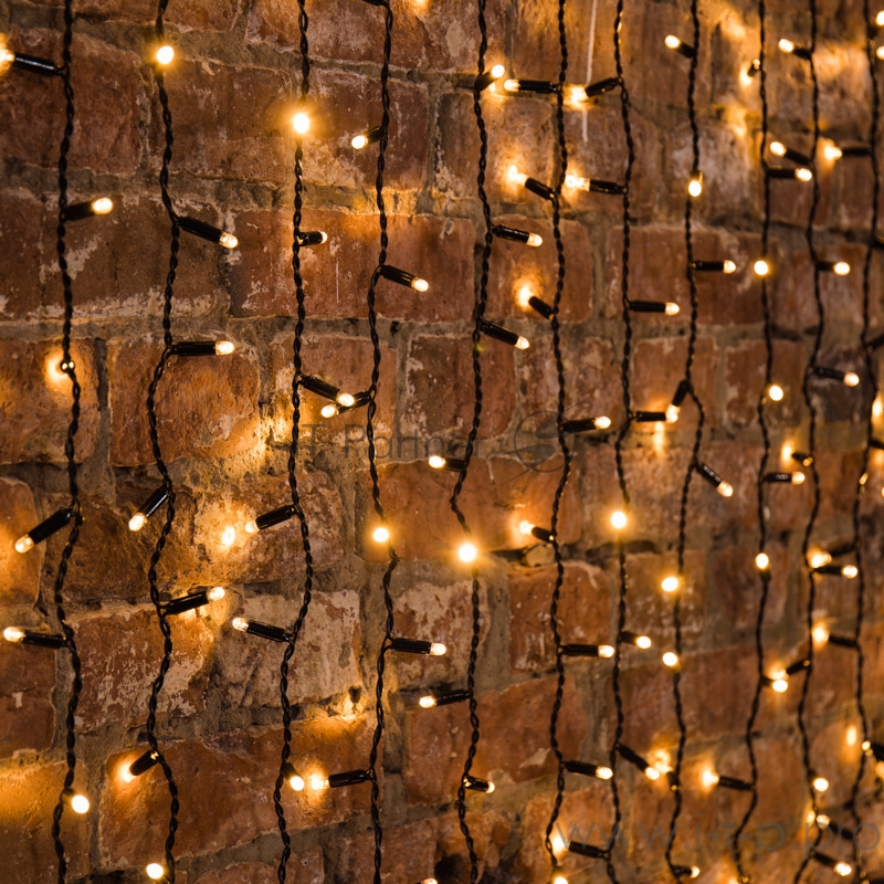 Гирлянда Светодиодный Дождь 2х1,5м, постоянное свечение, черный провод, 230 В, диоды ТЕПЛЫЙ БЕЛЫЙ, 360 LED