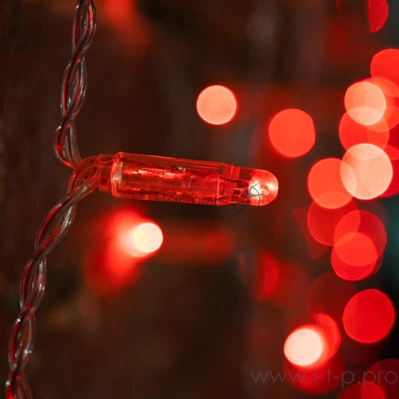 Гирлянда Светодиодный Дождь 2х1,5м, постоянное свечение, прозрачный провод, 230 В, диоды КРАСНЫЕ, 192 LED