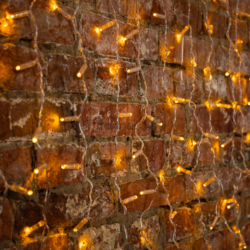 Гирлянда Светодиодный Дождь 2x0,8м, прозрачный провод, 230 В, диоды Желтые, 160 LED