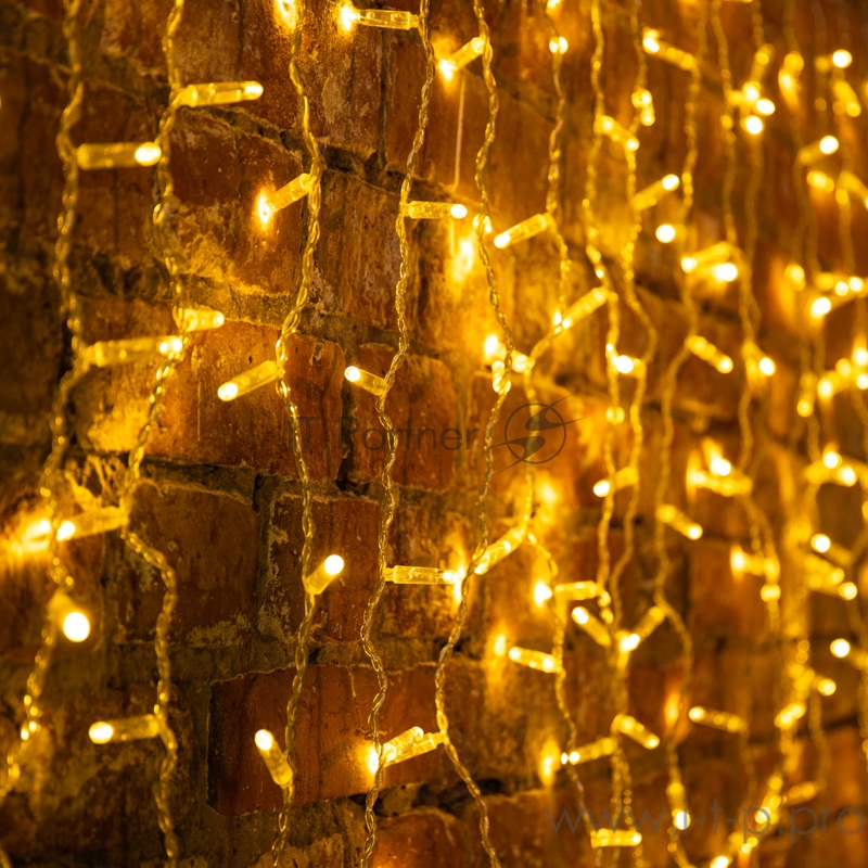 Гирлянда Светодиодный Дождь 2x0,8м, прозрачный провод, 230 В, диоды ТЕПЛЫЙ БЕЛЫЙ, 160 LED