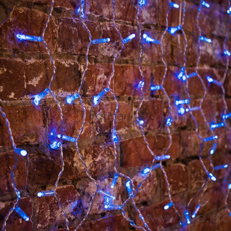 Гирлянда Светодиодный Дождь 2x0,8м, прозрачный провод, 230 В, диоды Синие, 160 LED