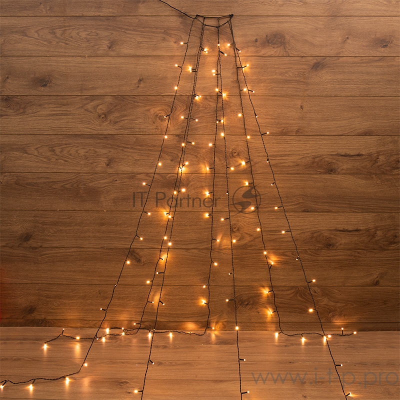 Елочная гирлянда с кольцом, 7 нитей по 1,5 метра, цвет диодов теплый белый, не соединяется