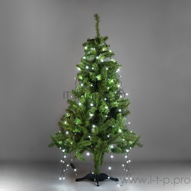 Елочная гирлянда с кольцом, 7 нитей по 1,8 метра, цвет диодов белый, не соединяется