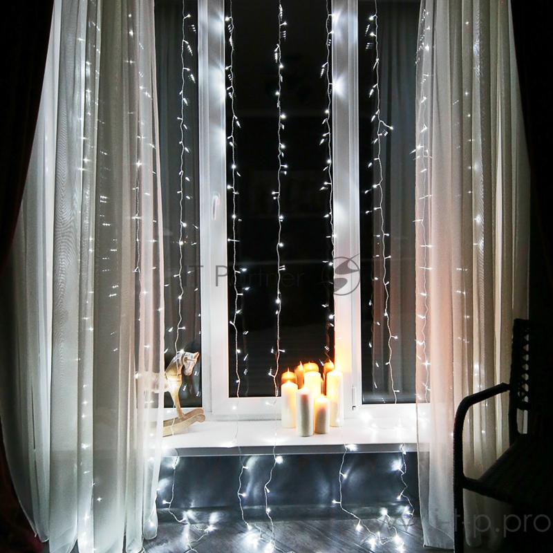 Гирлянда «Светодиодный дождь» 2х3 м, свечение с динамикой, прозрачный провод, 230 В, цвет белый