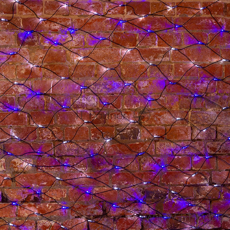 Гирлянда Сеть 2,5х2,5м, черный ПВХ, 432 LED Белые/Синие