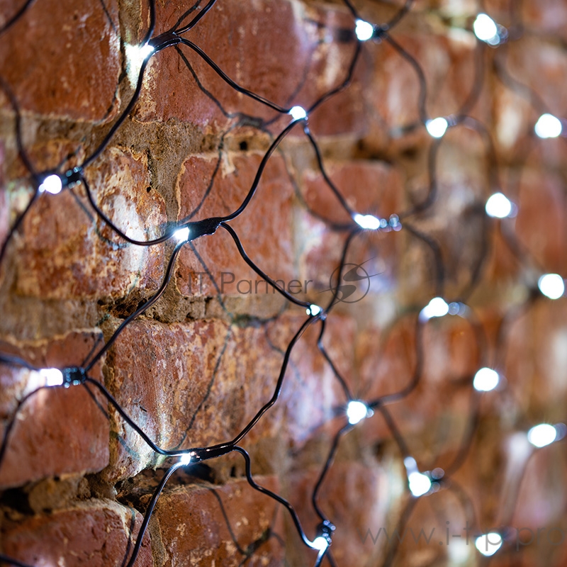 Гирлянда Сеть 1х1,5м, черный ПВХ, 160 LED Белый