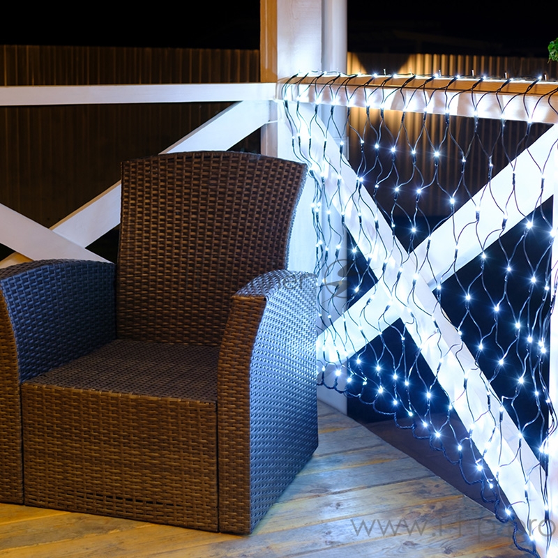 Гирлянда Сеть 1х1,5м, черный ПВХ, 160 LED Белый