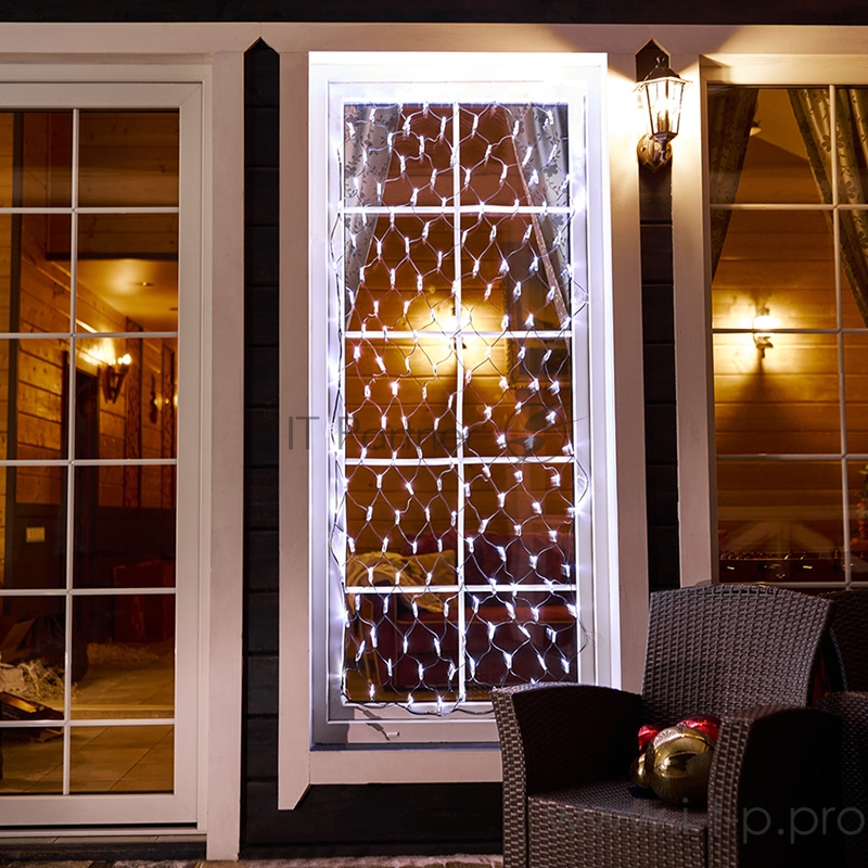 Гирлянда Сеть 2х0,7м, черный ПВХ, 176 LED Белые