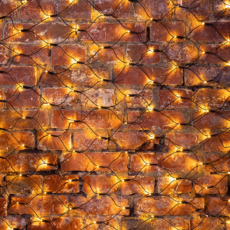 Гирлянда Сеть 1х1,5м, черный ПВХ, 160 LED Тёплый белый