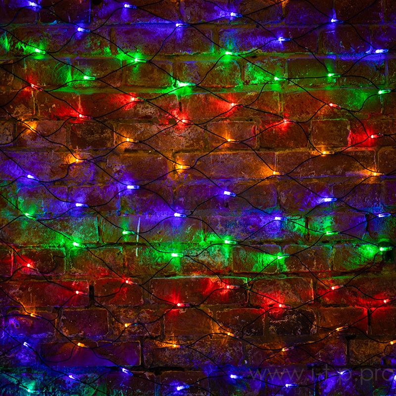Гирлянда Сеть 2х1,5м, черный ПВХ, 240 LED Мультиколор