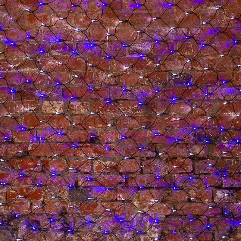 Гирлянда Сеть 2х1,5м, черный ПВХ, 288 LED Белые/Синие