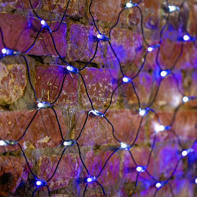 Гирлянда Сеть 2х1,5м, черный ПВХ, 288 LED Белые/Синие