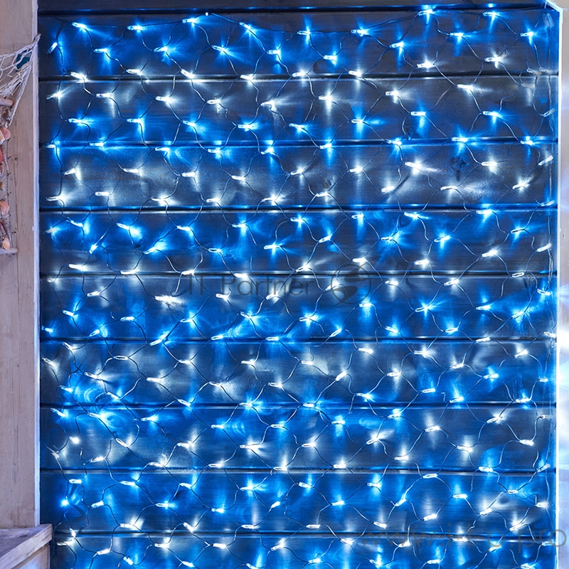 Гирлянда Сеть 2х1,5м, черный ПВХ, 288 LED Белые/Синие
