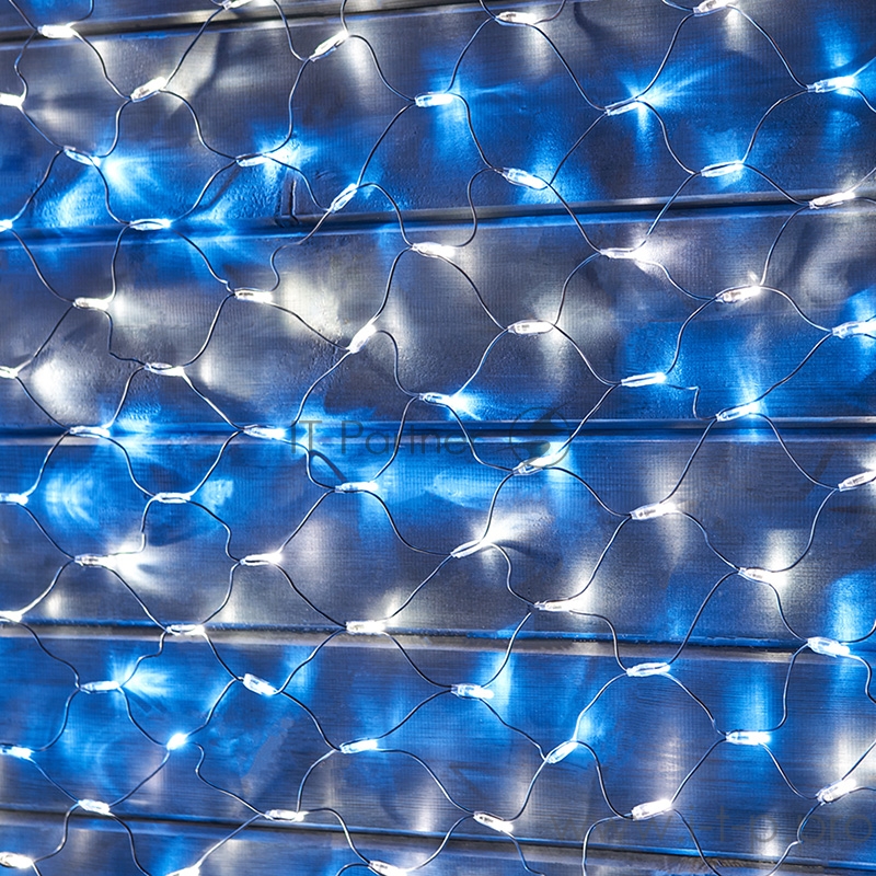 Гирлянда Сеть 2х1,5м, черный ПВХ, 288 LED Белые/Синие