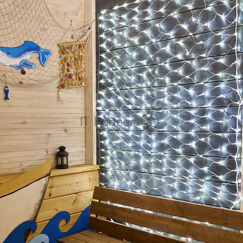 Гирлянда Сеть 2х1,5м, свечение с динамикой, прозрачный ПВХ, 288 LED, 230 В, цвет: Белый