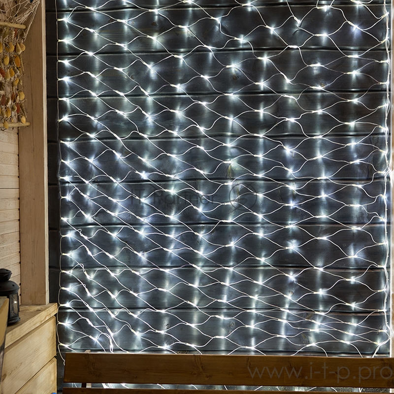 Гирлянда Сеть 2х1,5м, свечение с динамикой, прозрачный ПВХ, 288 LED, 230 В, цвет: Белый