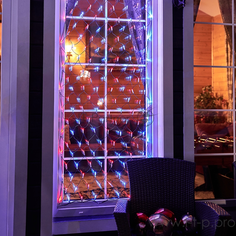 Гирлянда Сеть 2х0,7м, черный ПВХ, 176 LED Красные/Синие