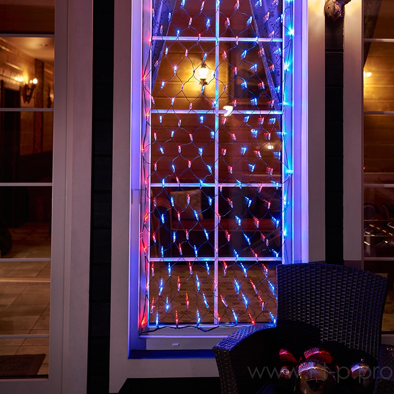 Гирлянда Сеть 2х0,7м, черный ПВХ, 176 LED Красные/Синие