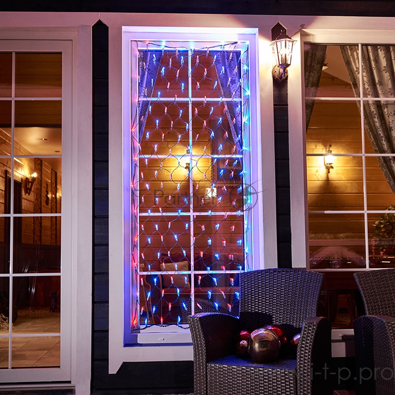 Гирлянда Сеть 2х0,7м, черный ПВХ, 176 LED Красные/Синие