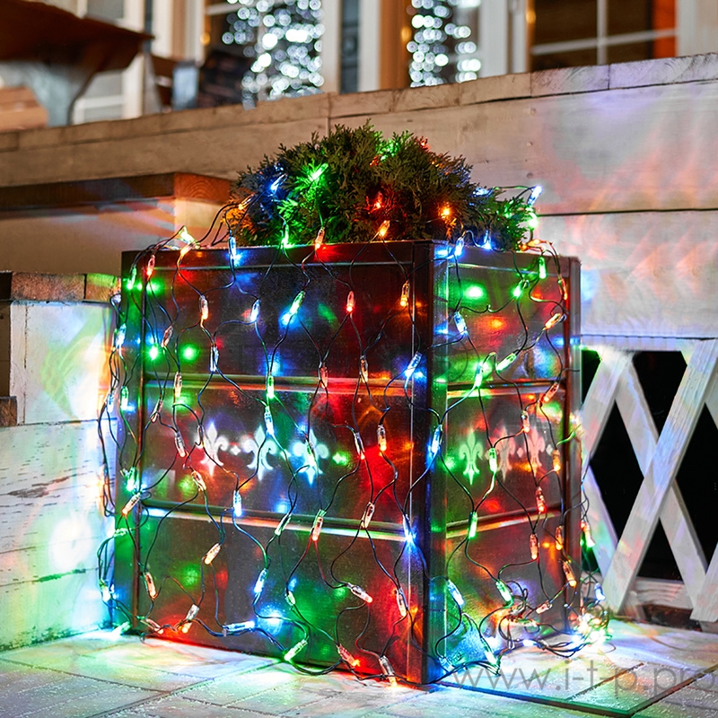 Гирлянда Сеть 1х1,5м, черный ПВХ, 160 LED Мультиколор