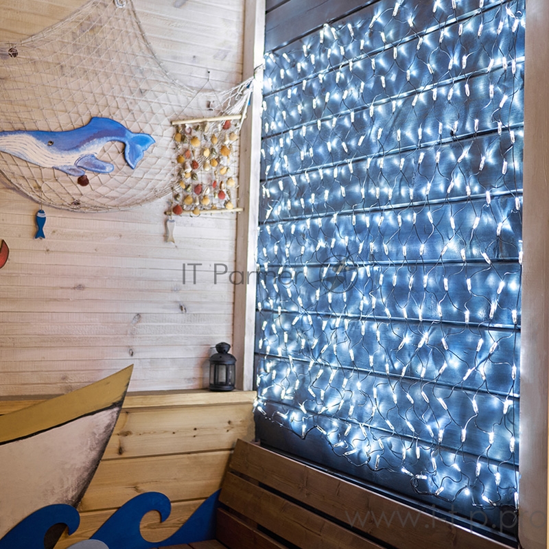 Гирлянда Сеть 2х1,5м, черный ПВХ, 288 LED Белые