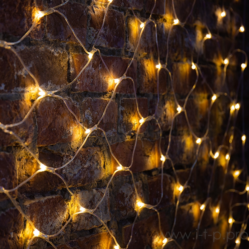 Гирлянда Сеть 2х1,5м, свечение с динамикой, прозрачный ПВХ, 288 LED, 230 В, цвет: Тёплый белый