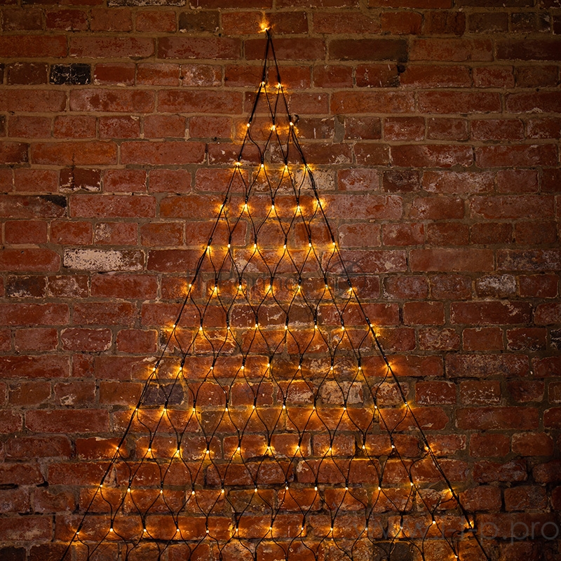 Гирлянда Сеть 2х2х1.5м, свечение с динамикой, черный ПВХ, 136 LED, 230 В, цвет: Тёплый белый