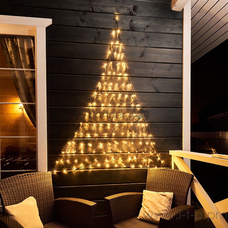 Гирлянда Сеть 2х2х1.5м, свечение с динамикой, черный ПВХ, 136 LED, 230 В, цвет: Тёплый белый