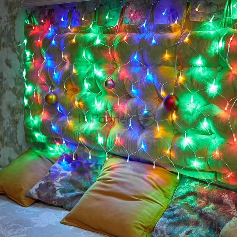 Гирлянда Сеть 1х1,5м, прозрачный ПВХ, 96 LED Мультиколор