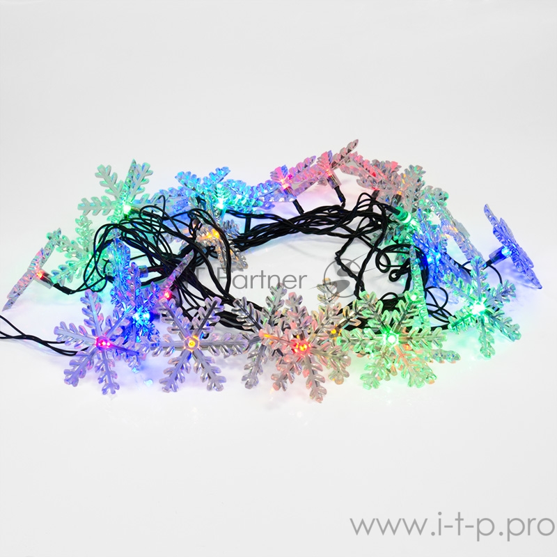 Гирлянда светодиодная Снежинки 30 LED МУЛЬТИКОЛОР 4,4 метра с контроллером