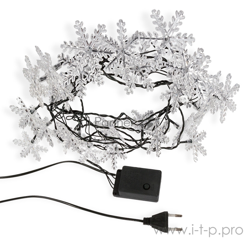 Гирлянда светодиодная Снежинки 30 LED МУЛЬТИКОЛОР 4,4 метра с контроллером