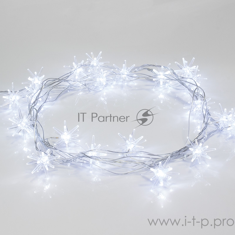 Гирлянда светодиодная Снежинки 20 LED БЕЛЫЕ 2,8 метра