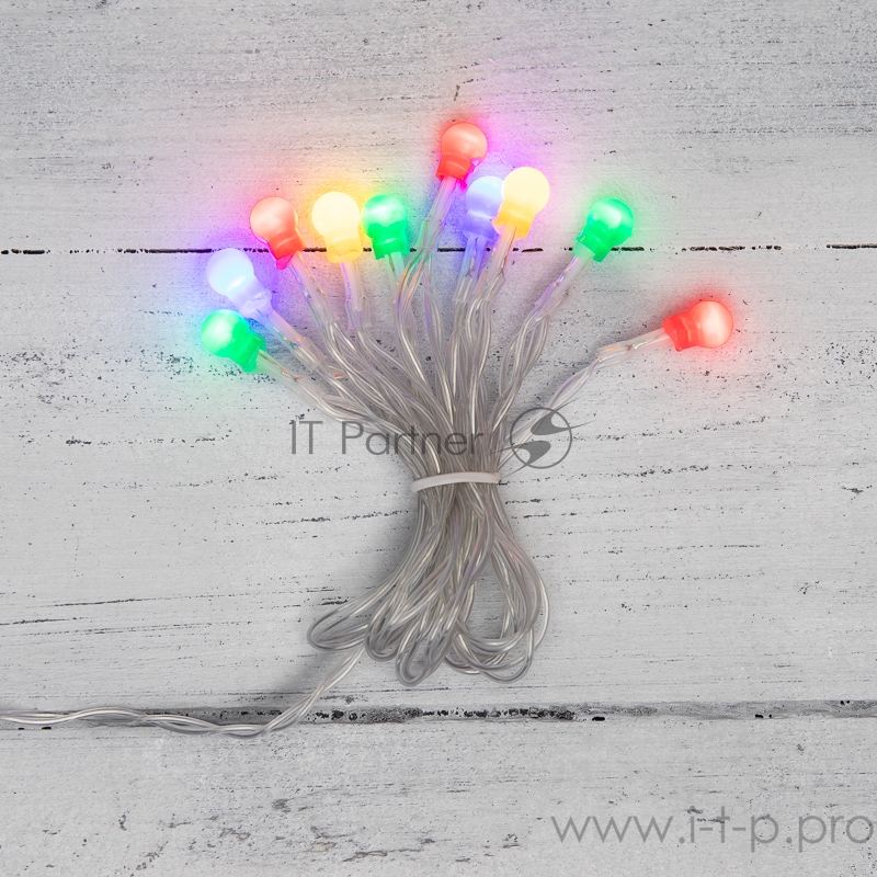 Гирлянда светодиодная «Шарики» 1.5 м, 10 LED, прозрачный ПВХ, цвет свечения мультиколор, 2 х АА (батарейки не в комплекте) NEON-NIGHT