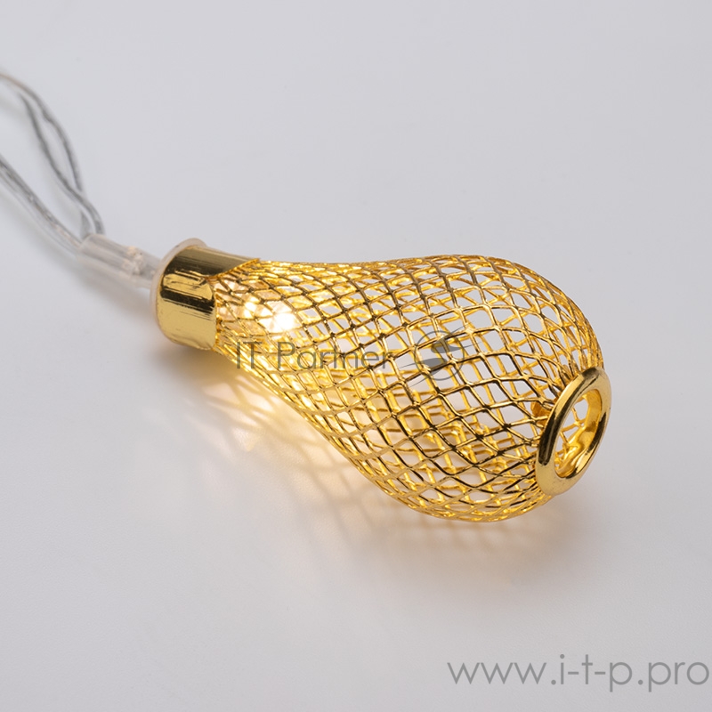 Гирлянда светодиодная Восточные фонарики 10 LED ЖЕЛТЫЕ 1,5 метра, прозрачный ПВХ, питание 2*АА