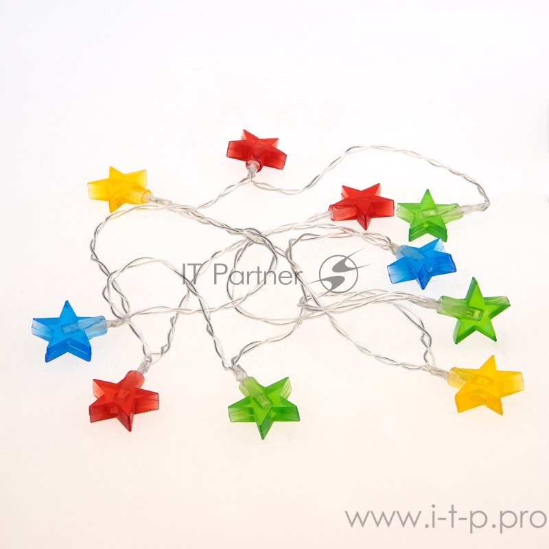 Гирлянда светодиодная «Звездочки» 1.5 м, 10 LED, прозрачный ПВХ, цвет свечения мультиколор, 2 х АА (батарейки не в комплекте) NEON-NIGHT