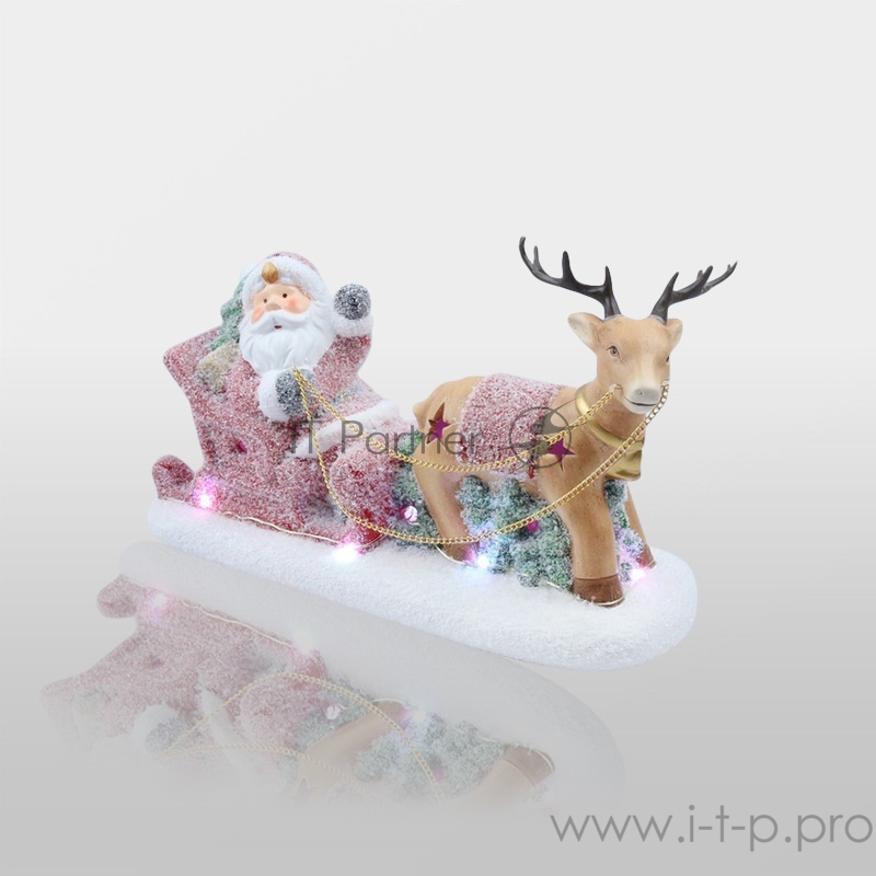 Керамическая фигурка «Дед Мороз в санях» 30.5х12.2х17.2 см