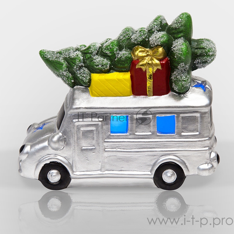 Керамическая фигурка Автобус с елкой 19*9*16 см