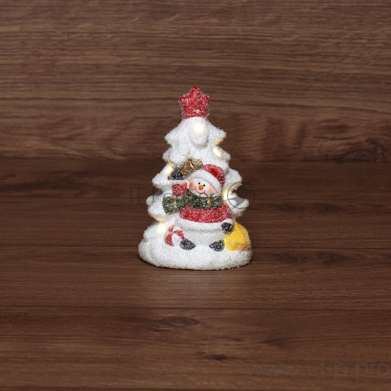 Керамическая фигурка «Елочка со снеговиком» 7.8х6.9х12.1 см