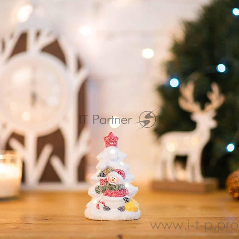 Керамическая фигурка «Елочка со снеговиком» 7.8х6.9х12.1 см