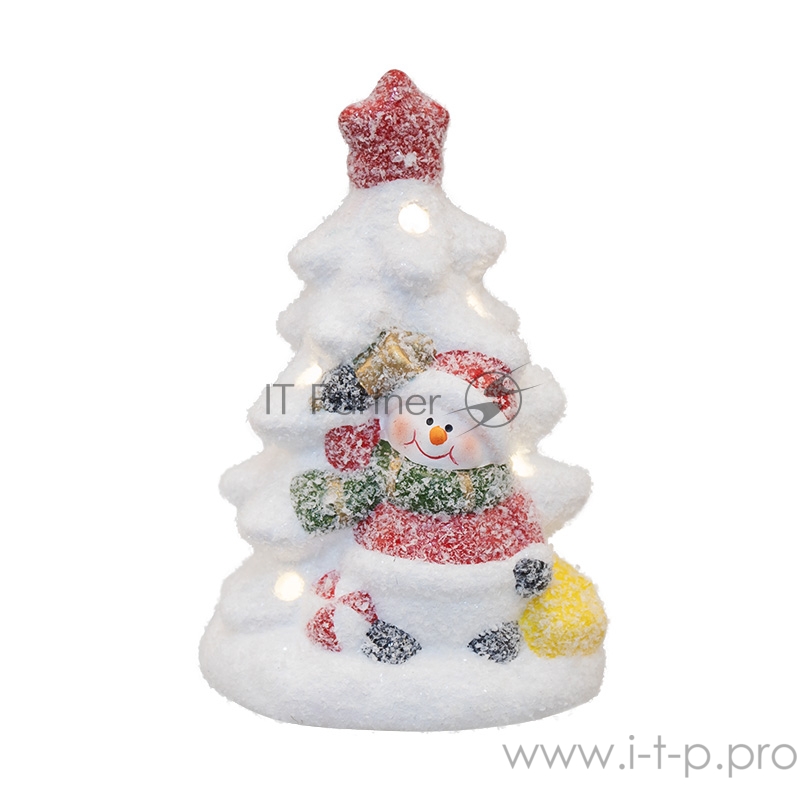 Керамическая фигурка «Елочка со снеговиком» 7.8х6.9х12.1 см