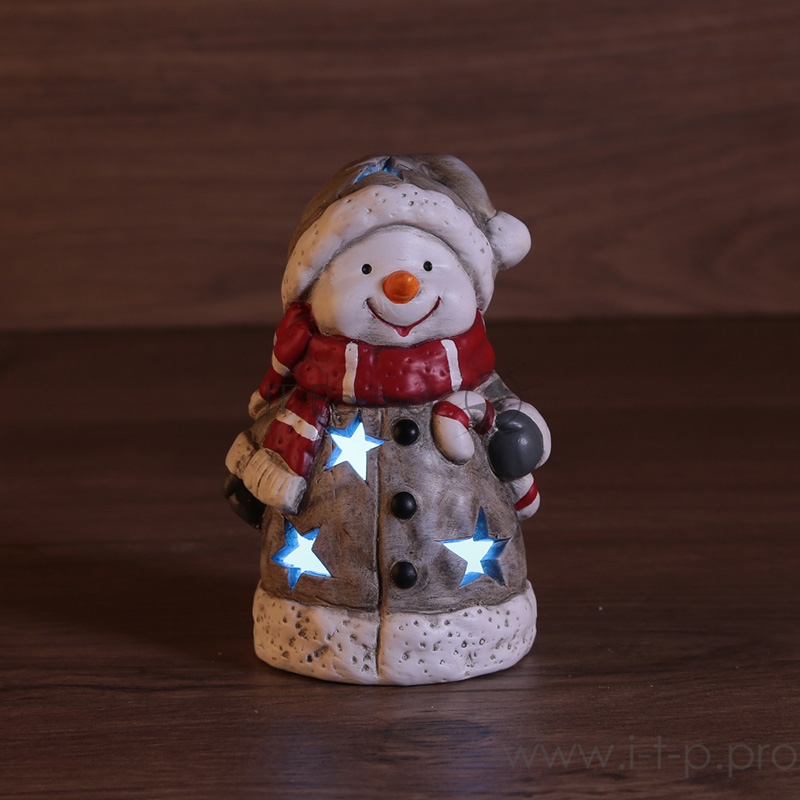 Керамическая фигурка Снеговичок в шарфе 7,5*6,5*12 см