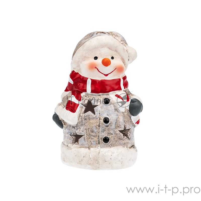 Керамическая фигурка Снеговичок в шарфе 7,5*6,5*12 см