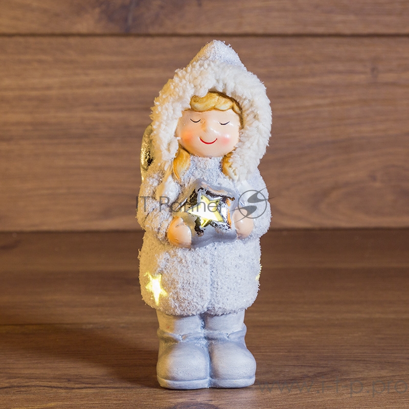 Керамическая фигурка Снегурочка со звездой 7,5*7,5*18 см