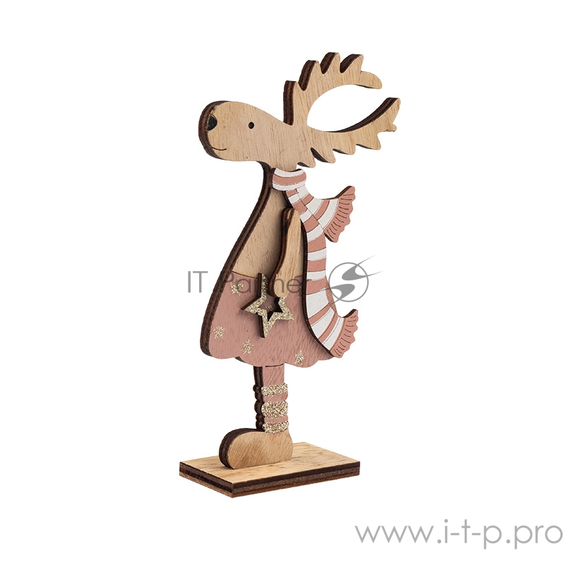 Деревянная фигурка Рождественский Олень Розовый 10,5*4*18 см