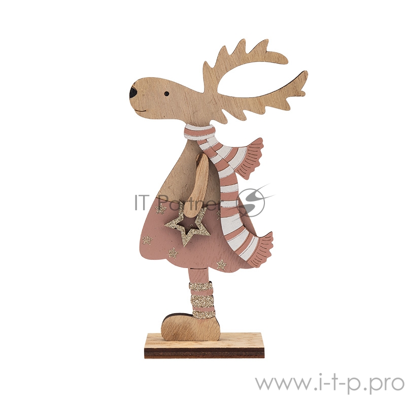 Деревянная фигурка Рождественский Олень Розовый 10,5*4*18 см