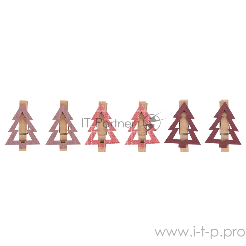 Деревянные прищепки «Елочки» 14.5x4.5x1.6 cм, 6 шт. розовые NEON-NIGHT