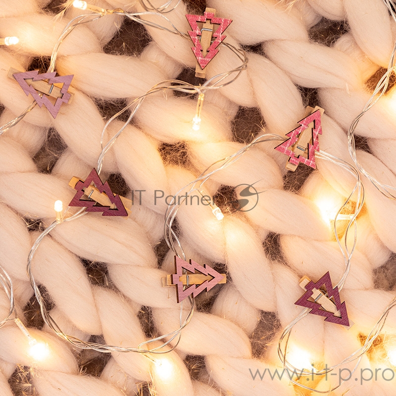 Деревянные прищепки «Елочки» 14.5x4.5x1.6 cм, 6 шт. розовые NEON-NIGHT