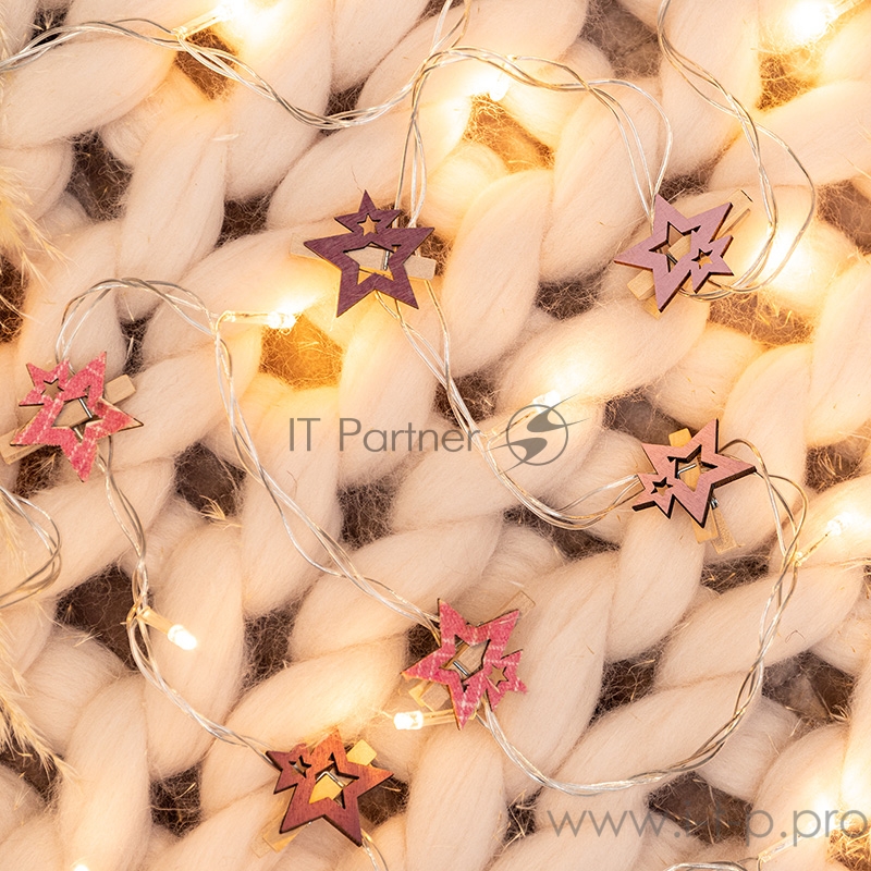 Деревянные прищепки «Звездочки» 16x4.5x1.3 cм, розовые, 6 шт. NEON-NIGHT