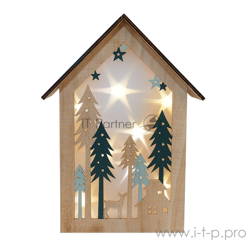 Деревянная фигурка с подсветкой «Домик в лесу» 19х6х26 см