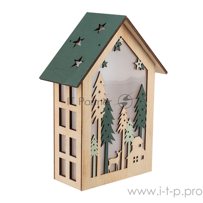 Деревянная фигурка с подсветкой «Домик в лесу» 19х6х26 см